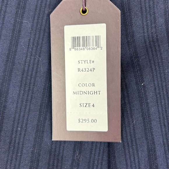 NEW - Marchesa Voyage Midnight Blue Mid Rise Striped Straight Pants Quite Luxury - Picture 10 of 14